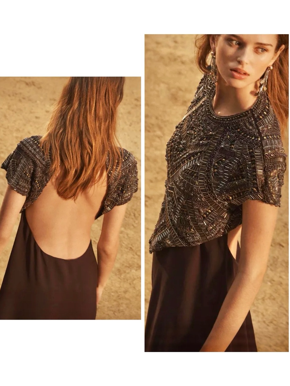Zara 🔥 Beaded Embroidery Top Dress Backless Limited Edition STUNNER Small - Picture 4 of 16